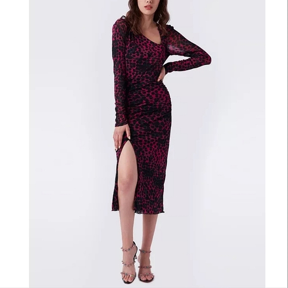 NWT DVF | Edyna Asymmetrical Midi Mesh Dress - Picture 4 of 10